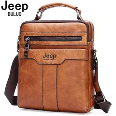 JEEP BULUO-Bolsas de Ombro Crossbody para Homens, Bolsa De Couro Dividido, Bolsa De Mensageiro De Negócios, Bolsa De Alta Qualidade, Moda Quente