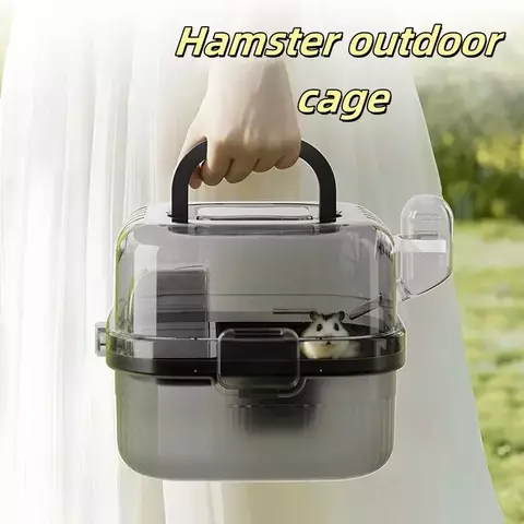 Transportador de ouriço translúcido hamsters viagem carry case grande capacidade respirável hamster habitat pequeno animal transportadora com