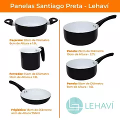 Jogo de Panelas Antiaderente Revestimento Cerâmica 6 Peças Santiago Preto - Lehaví A1004.C01 - Wolf Magazine
