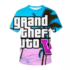 Camisetas gráficas Grand Theft Auto VI masculinas, Boy Streetwear, Tops masculinos casuais, Roupas impressas 3D do jogo GTA 6, Novos jogos