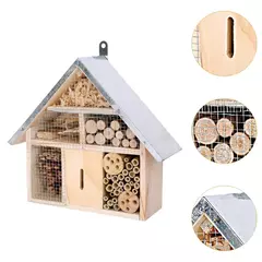 Casa de abelha de madeira abrigo decoração do jardim pendurado habitat jardim ninho caixa borboleta hotel para cerca árvore quintal jardim ao ar livre na internet