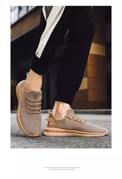 Imagem do Tênis casual leve masculino, tênis esportivo de malha respirável, tênis atlético resistente a odores, slip-on com cadarços