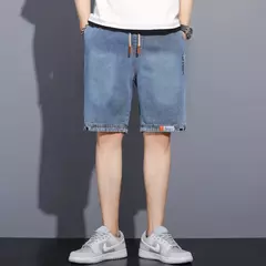 Y2k homens solto baggy denim calças de brim curto moda streetwear hip hop longo capri carga shorts bolso masculino pantalones cortos - comprar online