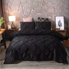 Pinch plissado conjuntos de cama de poliéster, Black Duvet Cover Set, Bedclothes King Size, Luxo Home and Hotel Use, sem enchimento, sem folha, 2 pcs, 3pcs na internet
