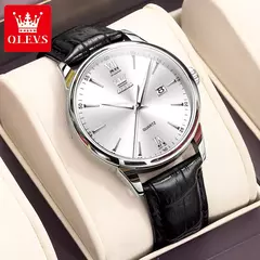 OLEVS-Relógios de luxo high-end para homens, relógios originais de aço inoxidável, marca top, relógio de quartzo, relógio manual, moda