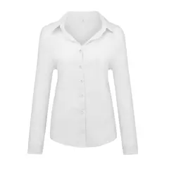 Blusas vintage grandes para mulheres, camisas soltas casuais para jovens, tops femininos monocromáticos, moda elegante, outono, 2024 - loja online