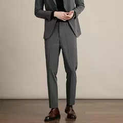 Calça casual justa masculina, cortina avançada, terno formal grosso para escritório, preto, marrom, cinza, azul, outono e inverno na internet