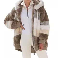 Casaco de capuz extragrande feminino com bolsos macios, streetwear quente, casaco solto, Lady Outerwear, outono, inverno, novo, 2023 - loja online