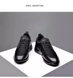 Sapatos esportivos casuais de verão respiráveis plus size sapatos masculinos de couro 6cm salto interno invisível aumentar sapatos 8cm - comprar online