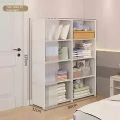 Dustproof High Capacity Partition Wardrobe, Open Bookshelf, Montagem simples Armário de armazenamento, Mobília do quarto, 6 camadas, 5 camadas - comprar online