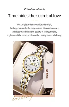 OLEVS-Relógio Quartzo de Luxo Feminino, Elegante, Aço Inoxidável, Luminoso, Impermeável, Data Semana, Vestido Feminino Relógio de Pulso na internet