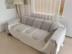 Sofá nórdico Cobertores, Camping ao ar livre, Piquenique Grande Sofá Capa, Lazer Relax Toalha de Praia, Tapete de Viagem Branco, Borlas de linho