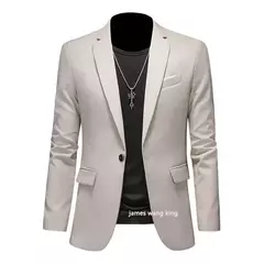 Imagem do Blazer casual de negócios masculino, vestido de casamento noivo, tops de terno boutique, casaco monocromático, marca de alta qualidade, moda