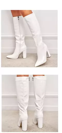 Botas de couro com pontas aneikeh para mulheres, botas até o joelho com saltos grossos, padrão crocodilo, zíper lateral, primavera e outono, 2021 - Wolf Magazine