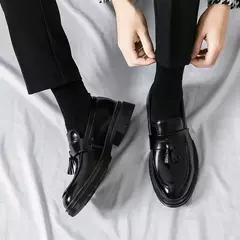 Imagem do Mocassins macios masculinos, sapatos de couro borla, sapatilha de condução, marca de luxo, plus size, 46, alta qualidade, moda