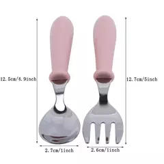 Imagem do Talheres portáteis de aço inoxidável para crianças, Spoon Forks Box Utensílios de alimentação do bebê Conjunto de talheres para bebês, 3pcs