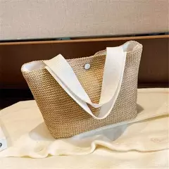 Fsafashion-bolsa de tecido palha para mulheres, bolsa casual para férias, bolsas com alça superior, bolsas de ombro retrô artesanais, moda feminina, 2024 na internet