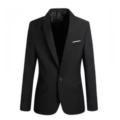 Imagem do Jaqueta monocromática masculina, bolsos com aba, blazer, clássico, casual, casaco de negócios, botão único, lapela