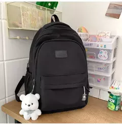 Mochila de grande capacidade para estudante, bolsa simples e versátil para menina, material poliéster unissex, decoração de boneca japonesa - comprar online