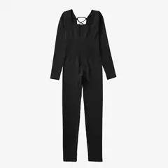 Macacões de uma peça femininos de manga comprida macacão esportivo roupas de ginástica alta elástica ciclismo musculação bodysuit feminino