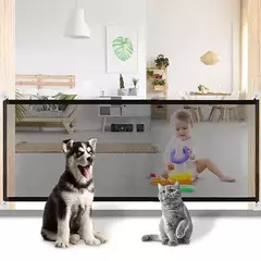 Cerca de segurança para porta de cachorro, malha dobrável, sem perfuração, escada, entrada de cozinha, porta interna, proteção para animais de estimação, gancho de isolamento - loja online