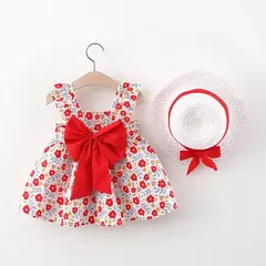 Imagem do Conjuntos de roupas de verão para bebês, vestido sem mangas, calças curtas e vestido, patchwork listrado, fofo, 6-24M, 2 pcs, 2023