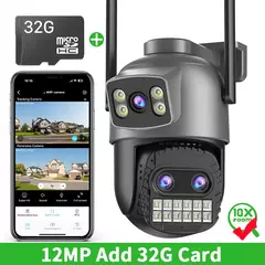 Câmera de vigilância externa 15mp, 8k, ptz, wi-fi, zoom 10x, 35m, visão noturna de longa distância, cctv, câmera de segurança ip, detecção humana - Wolf Magazine