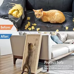 Imagem do Poste para arranhar gatos de sisal em forma de L com base de madeira - brinquedo durável para animais de estimação, protetor de móveis de parede, brinquedo interno para gatos