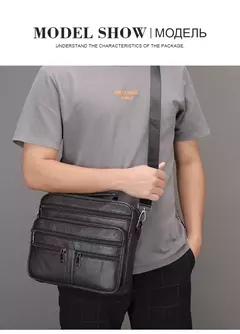 Bolsa de ombro de couro genuíno para homens Bolsa preta de couro, saco do mensageiro do escritório do negócio, saco crossbody masculino - Wolf Magazine