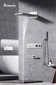 Sistema de chuveiro de bronze preto de luxo wall-mounted led display digital design frio & quente duplo-controle de 4 funções torneira de chuveiro de teto - loja online