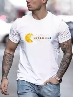 Camiseta respirável de manga curta masculina, Camiseta casual de secagem rápida para planetas do sistema solar, treinamento em corrida - comprar online