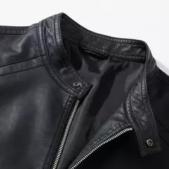 Falso PU couro moto jaqueta dos homens, casacos masculinos, outwear, preto, marca - loja online
