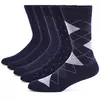 Meias masculinas de algodão penteado, preto, Argyle legal, meias casuais, plus size, alta qualidade, respirável, 5 pares