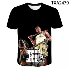 3D Grand Theft Auto imprimindo camisetas para homens e mulheres, camiseta gráfica do Game Gta 45, tops de mangas curtas, camisetas para crianças, verão, novo