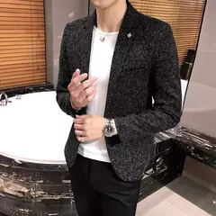 Terno casual blazer masculino, jaqueta formal, design popular, vestido, casacos de negócios, plus size, S-4XL, 2023 na internet