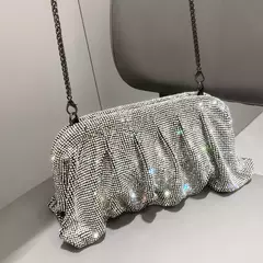 Imagem do Handmade Strass Evening Clutch Bags com Punho Brilhante, Novas Dobras Bolsas, Handmade Bolsas, Designer De Luxo, Festa De Casamento, Alta Qualidade
