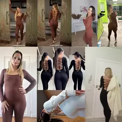 Macacões de uma peça femininos de manga comprida macacão esportivo roupas de ginástica alta elástica ciclismo musculação bodysuit feminino - Wolf Magazine