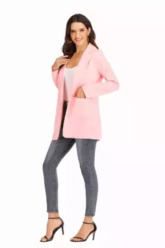 Terno casual slim fit feminino com pescoço polo, casaco temperado, moda europeia e americana, casaco de lã primavera e outono, 2024 - loja online