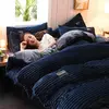 Coral Fleece Duvet Cover com Pillowscaso, Flanela grossa, conjuntos de cama quentes, capa de edredão dupla, King, Twin, cama queen size, inverno, 3pcs