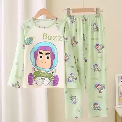 Imagem do Pijamas de seda de leite de manga longa das crianças design dos desenhos animados roupas para casa adequado primavera verão estilo fino roupas de ar condicionado