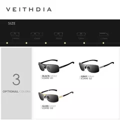 Veithdia óculos de sol masculino marca designer condução moda polarizada lente uv400 unisex vintage óculos masculinos para mulher vt2490 - Wolf Magazine
