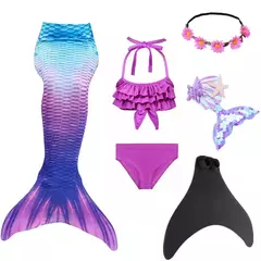Novo verão crianças natação sereia cauda traje cosplay crianças princesa festa fantasia maiô pode adicionar monofin fin natal - comprar online
