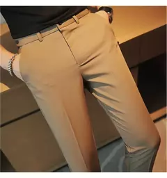 Calça casual slim-fit masculina, fato formal, monocromático, cintura ajustável, festa social, moda empresarial, novo, outono, 2022, 38-28 na internet
