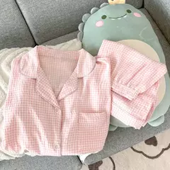 Pijama feminino de manga curta, roupas femininas, shorts de verão, roupas de vento doce, novo, 2 conjuntos