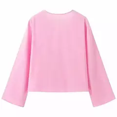 Imagem do TRAF-Top feminino de manga comprida, camisas casuais, blusas amarradas femininas, blusas de praia de verão, branca, 2024