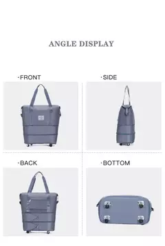 Mala de viagem dobrável para mulheres, separação seca e úmida, bolsa de bagagem leve, bolsa de ombro manual, bolsa de ioga e fitness com rodas
