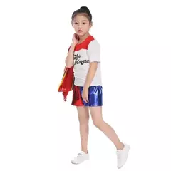 Meninas harley esquadrão monstro camisa quinn traje impresso jaqueta calças luvas suicídio quinn cosplay traje de halloween - comprar online