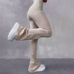 BUILDINGB-Calça Elástica Feminina, Cintura Alta, Envolvendo Quadril, Monocromática, Casual, Diário, Versátil, Outono