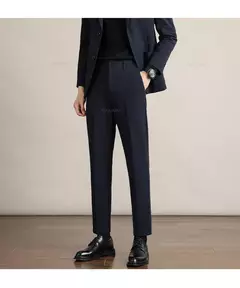 Calça casual justa masculina, cortina avançada, terno formal grosso para escritório, preto, marrom, cinza, azul, outono e inverno