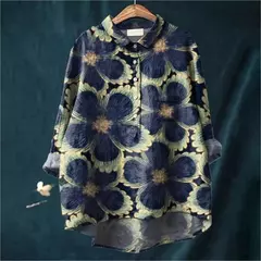 Sardinha de peixe retrô casual feminina arte camisa de bolso manga longa, camisas estampadas estilo havaiano, tops com gola v, verão - comprar online